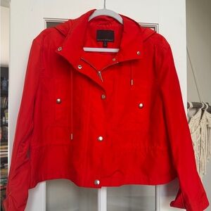 Banana Republic Women's Hooded Cropped Jacket Red Petite Small